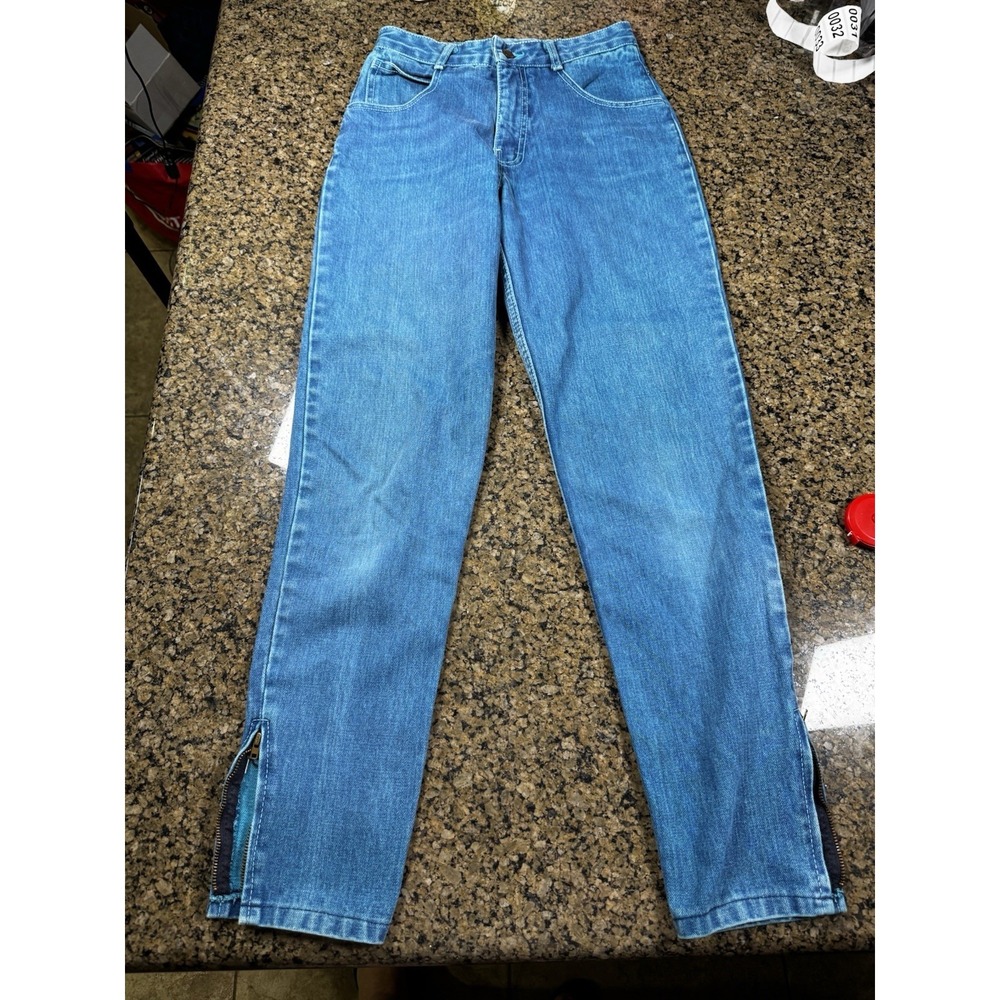 VTG Roger Buchard Paris jeans With blue wash with Ankle Zipper EUC 0018